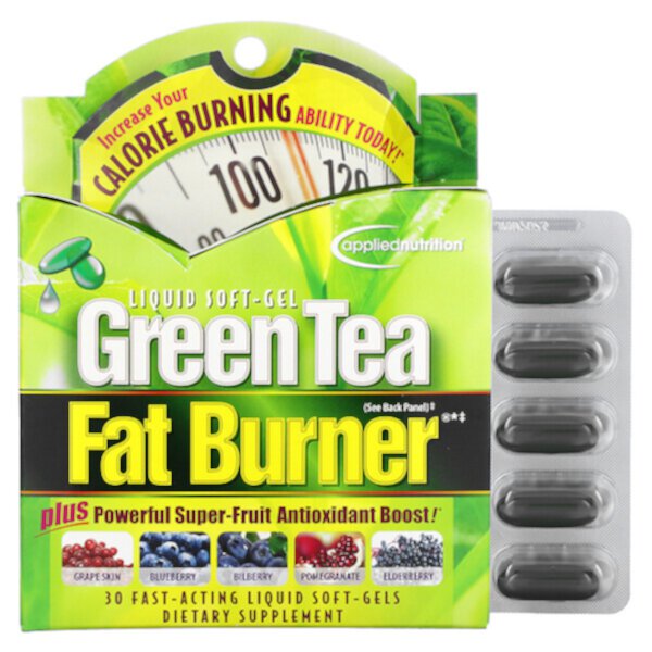 Сжигатель жира с зеленым чаем, 30 быстродействующих мягких капсул с жидкостью Applied Nutrition