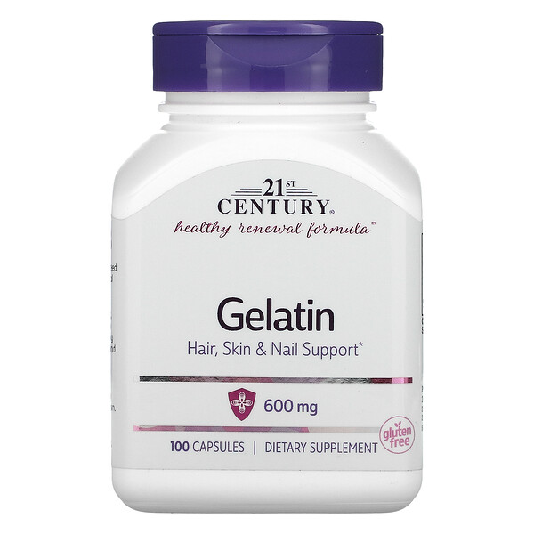 Желатин, 600 мг, 100 капсул 21st Century