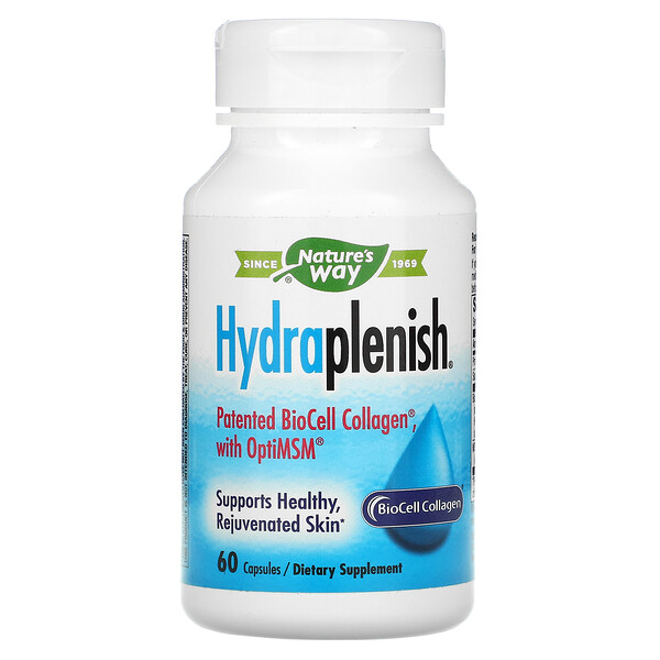 Hydraplenish, Запатентованный коллаген BioCell с OptiMSM, 60 капсул Nature's Way