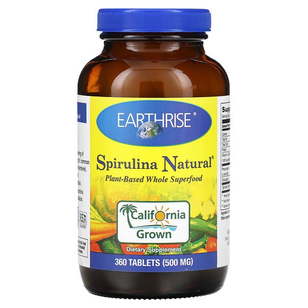 Спирулина Натуральная - 500 мг - 360 таблеток - Earthrise Earthrise
