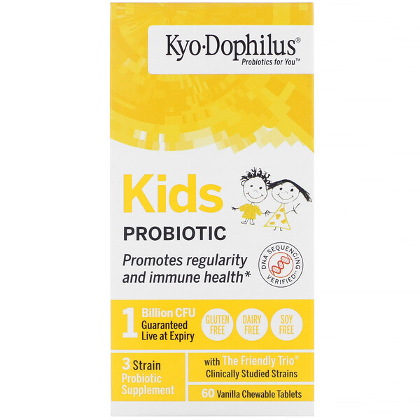 Пробиотик для детей, ваниль, 60 жевательных таблеток Kyolic
