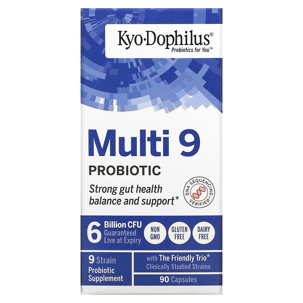 Kyo-Dophilus, Multi 9 Пробиотик - 6 миллиардов КОЕ - 90 капсул - Kyolic Kyolic