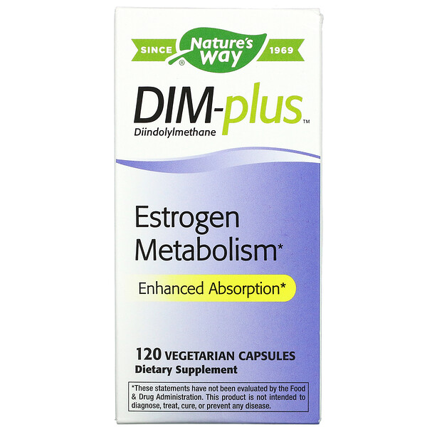 DIM-plus, Метаболизм эстрогена, 120 вегетарианских капсул Nature's Way