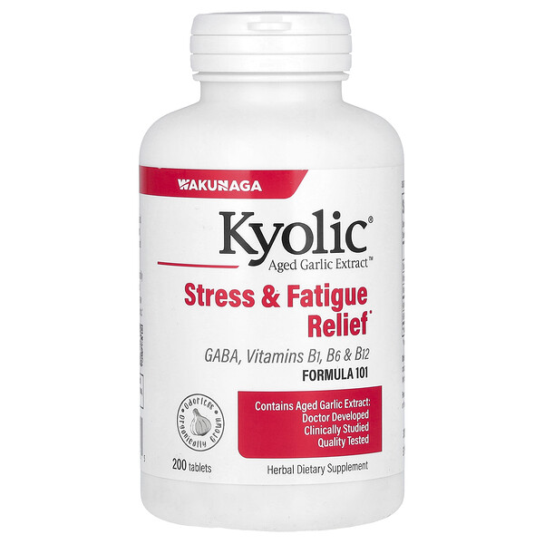 Экстракт выдержанного чеснока, снятие стресса и усталости, формула 101, 200 таблеток Kyolic
