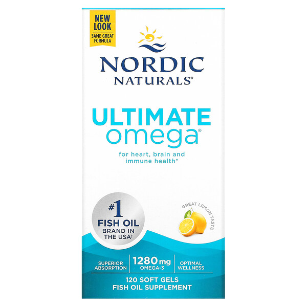 Ultimate Omega, Лимон, 640 мг, 120 мягких желатиновых капсул Nordic Naturals