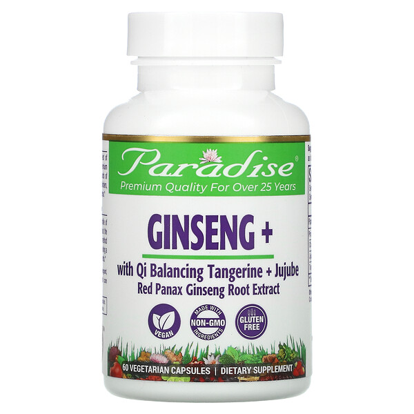 Ginseng+, 60 Vegetarian Capsules (Вегетарианские капсулы) Paradise Herbs