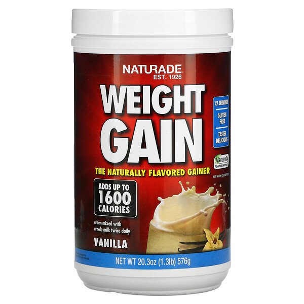 Weight Gain, ваниль, 1,3 фунта (576 г) Naturade