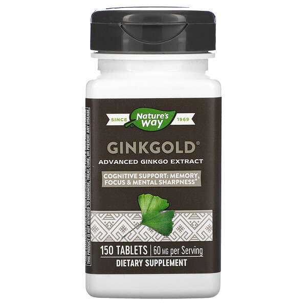 Ginkgold, Advanced Ginkgo Extract, 60 mg, 150 Tablets (Таблетки) Nature's Way