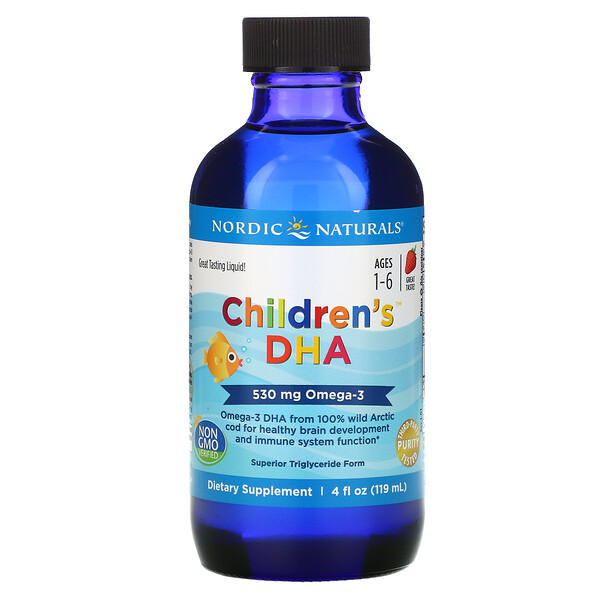 ДГК для детей, для детей от 1 до 6 лет, клубника, 530 мг, 4 жидких унции (119 мл) Nordic Naturals