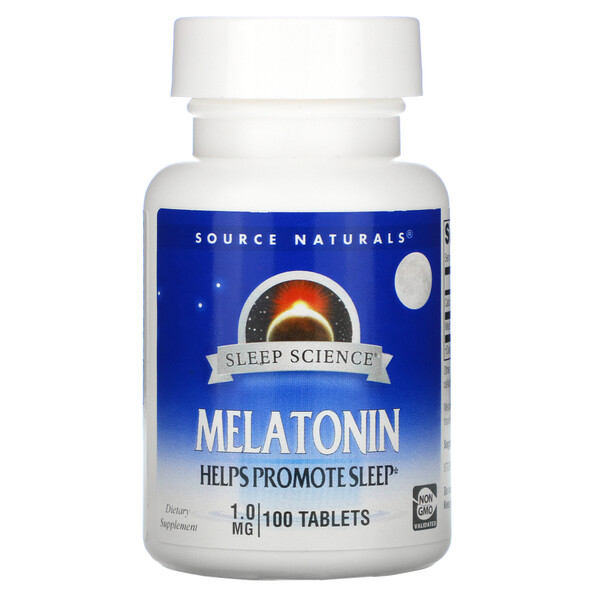 Sleep Science, Мелатонин, 1 мг, 100 таблеток Source Naturals