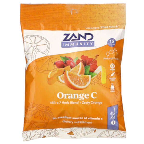 Immunity, Orange C, пикантный апельсин, 15 пастилок Zand