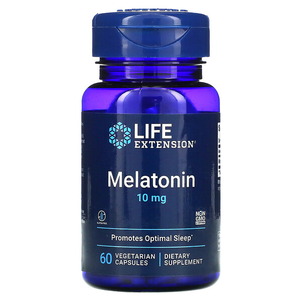Мелатонин, 10 мг, 60 вегетарианских капсул Life Extension