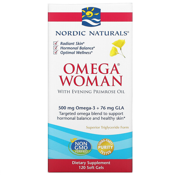 Omega Woman с маслом примулы вечерней, 120 мягких желатиновых капсул Nordic Naturals
