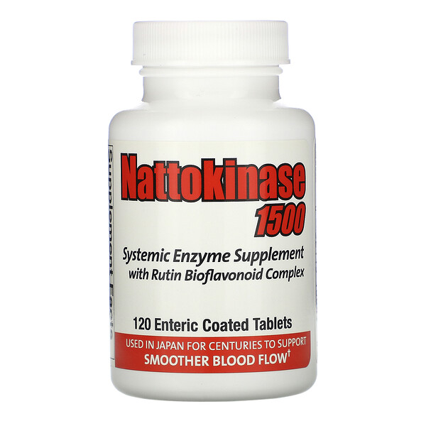 Nattokinase 1500, Системный Фермент - 120 оболочечных таблеток - Naturally Vitamins Naturally Vitamins