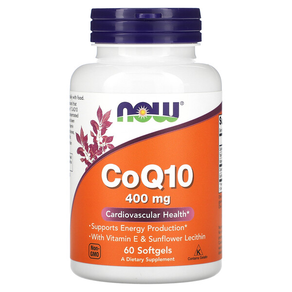CoQ10, 400 мг, 60 мягких таблеток NOW Foods