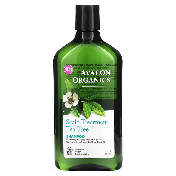 Шампунь, Лечение кожи головы, Чайное дерево, 11 жидких унций (325 мл) Avalon Organics