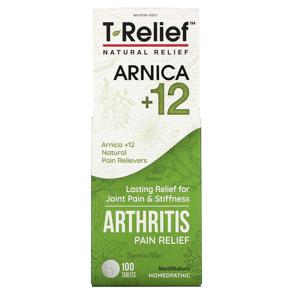 T-Relief, Arnica +12, обезболивающее при артрите, 100 таблеток MediNatura