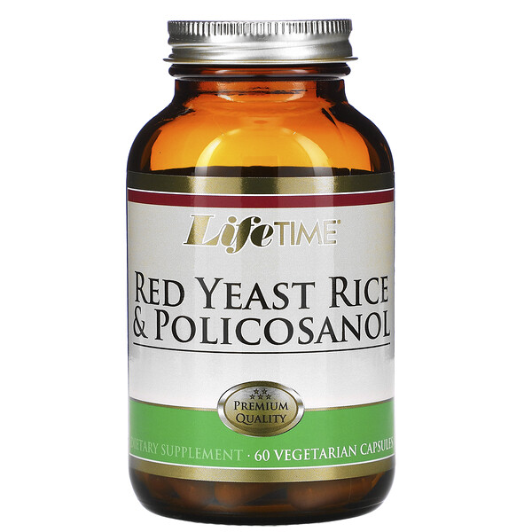 Красный дрожжевой рис и поликозанол, 60 вегетарианских капсул LifeTime Vitamins