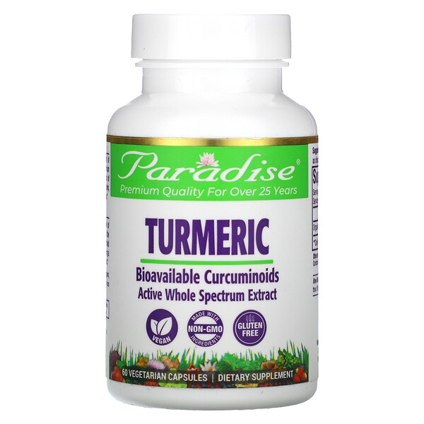 Turmeric, 250 mg, 60 Vegetarian Capsules (Вегетарианские капсулы) Paradise Herbs