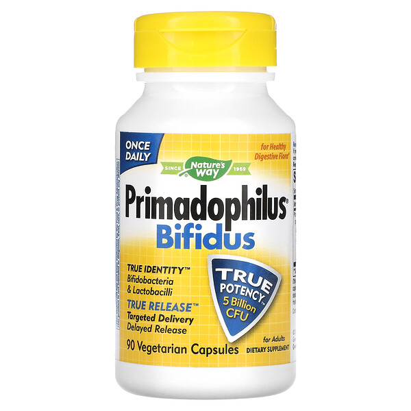 Primadophilus Bifidus, для взрослых, 5 миллиардов КОЕ, 90 растительных капсул Nature's Way