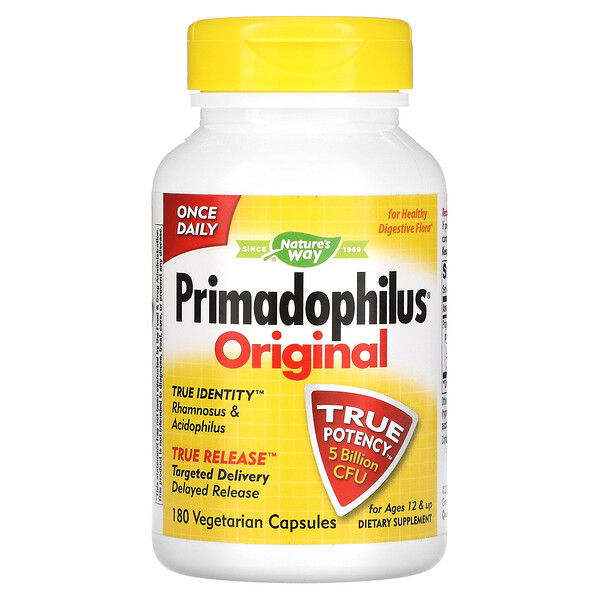 Primadophilus, Original, для детей от 12 лет и старше, 5 миллиардов КОЕ, 180 вегетарианских капсул Nature's Way