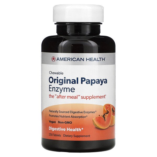 Chewable Original Papaya Enzyme, 250 жевательных таблеток American Health
