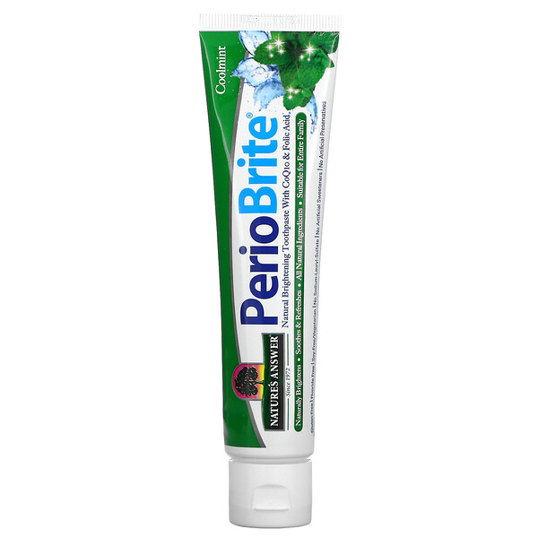 PerioBrite, Натуральная осветляющая зубная паста с CoQ10 и фолиевой кислотой, холодная мята, 4 унции (113,4 г) Nature's Answer