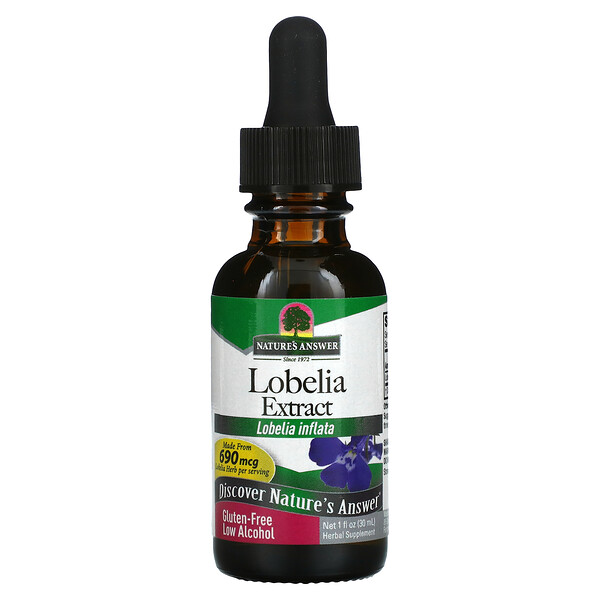 Lobelia Extract, Low Alcohol, 690 mg, 1 fl oz (Жидкие унции) (30 ml) Nature's Answer