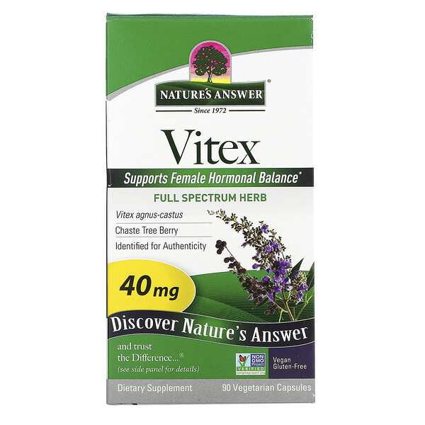 Vitex, Agnus-Castus Chaste Tree Berry, 40 мг, 90 вегетарианских капсул Nature's Answer