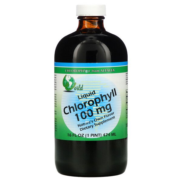 Жидкий хлорофилл, 100 мг, 16 жидких унций (474 мл) World Organic