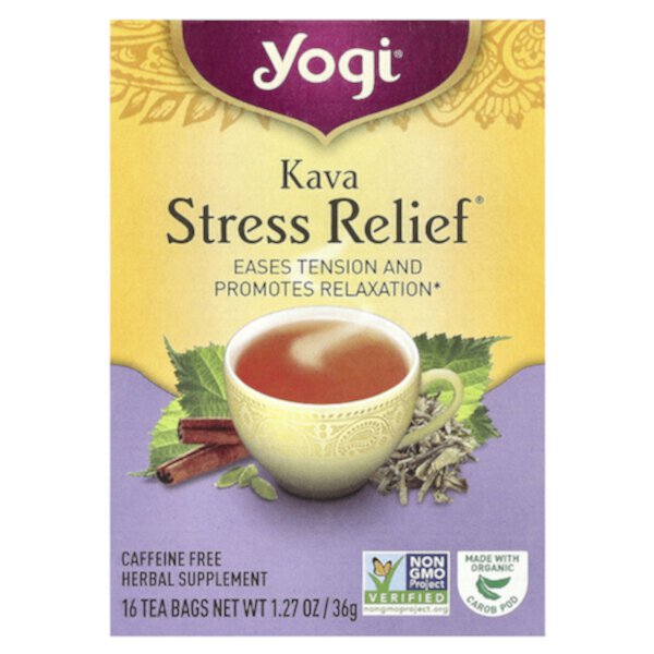 Kava Stress Relief, без кофеина, 16 чайных пакетиков, 1,27 унции (36 г) Yogi