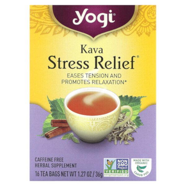 Kava Stress Relief, без кофеина, 16 чайных пакетиков, 1,27 унции (36 г) Yogi
