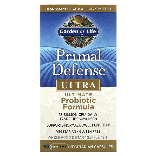 Primal Defense, Ultra, Ultimate Probiotic Formula, 90 UltraZorbe Vegetarian Capsules (Вегетарианские капсулы) Garden of Life