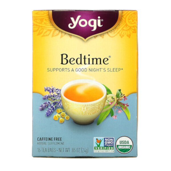 Перед сном, Без кофеина, 16 чайных пакетиков, 0,85 унции (24 г) Yogi Tea