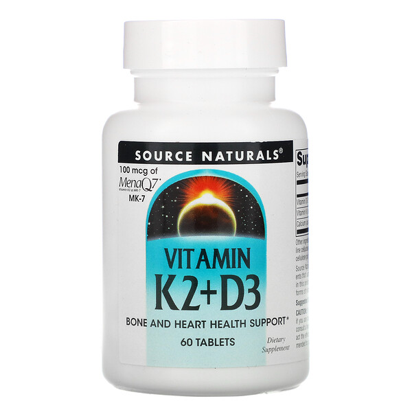 Витамин K2 + D3, 60 таблеток Source Naturals