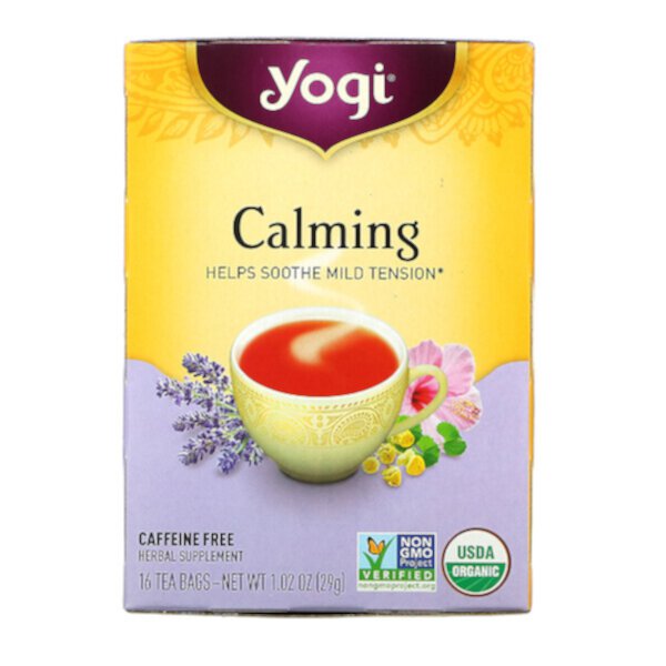 Calming, Без кофеина, 16 чайных пакетиков, 1,02 унции (29 г) Yogi Tea