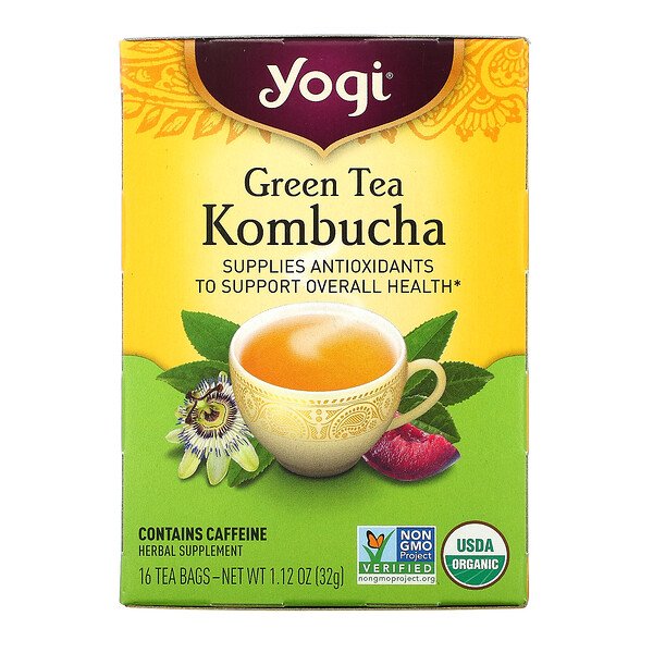 Комбуча из зеленого чая, 16 чайных пакетиков, 1,12 унции (32 г) Yogi Tea