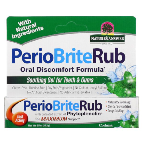 PerioBriteRub, Успокаивающий гель для зубов и десен, прохладная мята, 0,5 унции (14,2 г) Nature's Answer