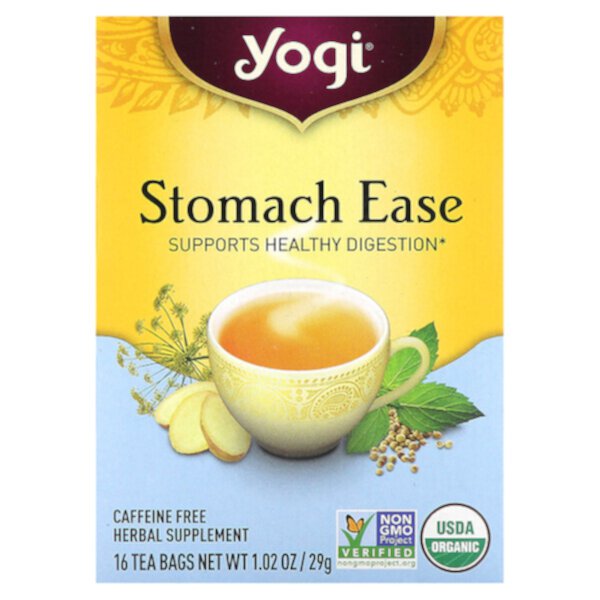 Stomach Ease, 16 чайных пакетиков, 1,02 унции (29 г) Yogi