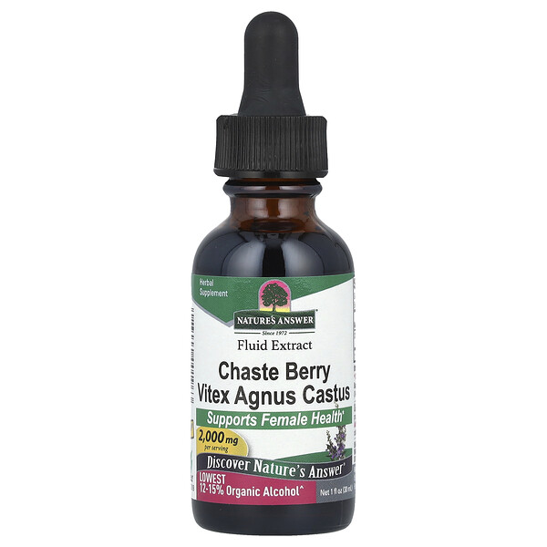 Chaste Berry Vitex Agnus Castus, Fluid Extract (Жидкий экстракт), 2,000 mg, 1 fl oz (Жидкие унции) (30 ml) Nature's Answer