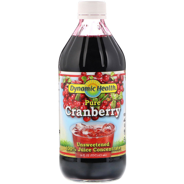 Pure Cranberry, 100% концентрат сока, без сахара, 16 жидких унций (473 мл) Dynamic Health  Laboratories