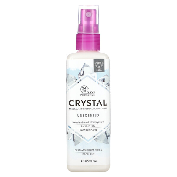 Обогащенный минералами дезодорант-спрей, без запаха, 4 жидких унции (118 мл) Crystal
