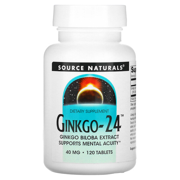 Ginkgo-24 - 40 мг - 120 таблеток - Source Naturals Source Naturals