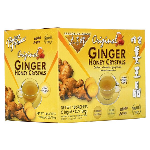Original Ginger Honey Crystals, 10 пакетиков по 18 г каждый Prince of Peace
