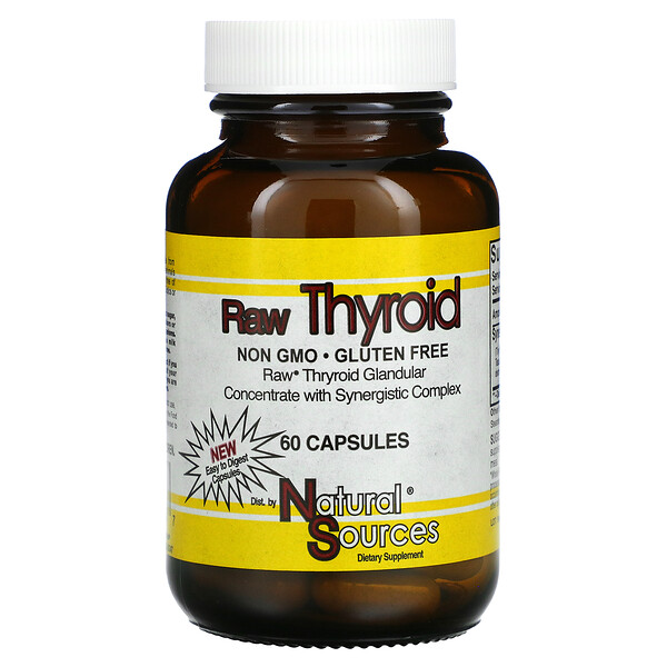 Raw Thyroid, 60 капсул Natural Sources