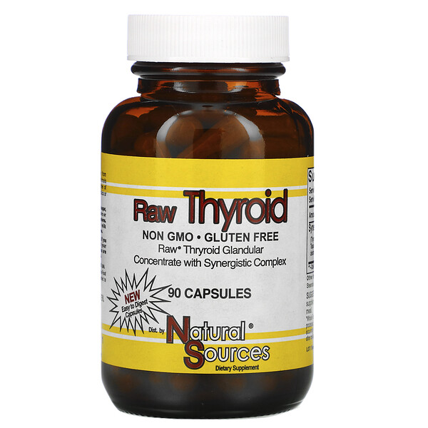 Raw Thyroid, 90 капсул Natural Sources