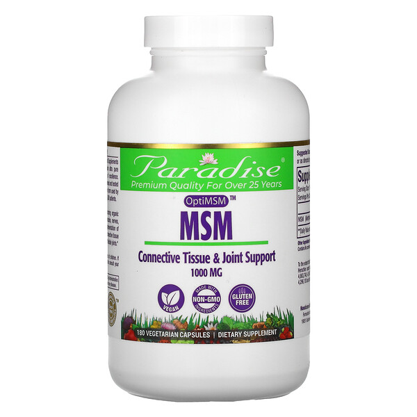МСМ, 1000 мг, 180 вегетарианских капсул Paradise Herbs