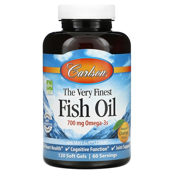 The Very Finest Fish Oil, натуральный апельсин, 700 мг, 120 мягких таблеток (350 мг на мягкую гель) Carlson