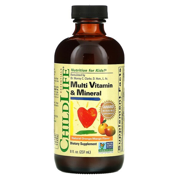 Essentials, Мультивитамины и минералы, натуральный апельсин/манго, 8 жидких унций (237 мл) ChildLife
