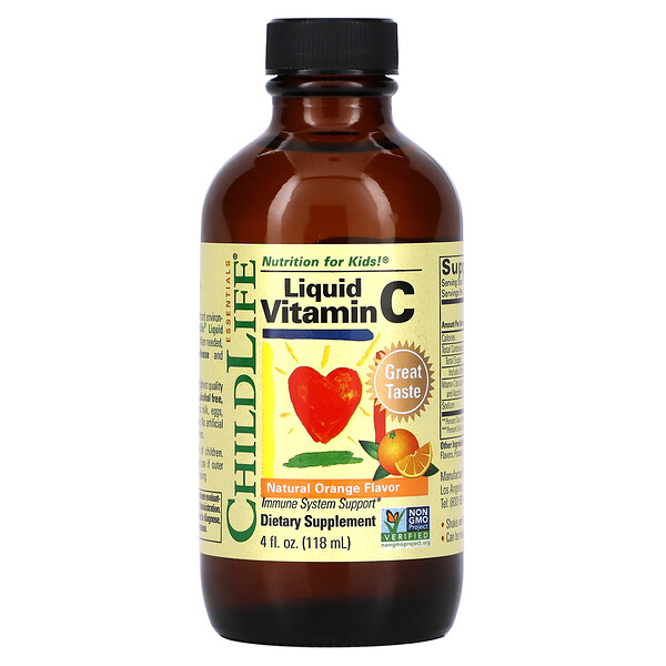 Essentials, Жидкий витамин С, натуральный апельсин, 4 жидких унции (118,5 мл) ChildLife Essentials